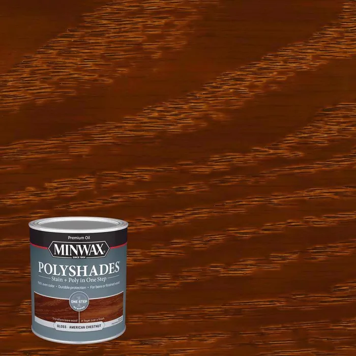 Minwax PolyShades Semi-Transparent Gloss American Chestnut Stain/Polyurethane Finish 1 qt (Pack of 4)