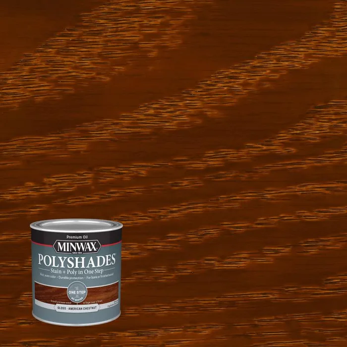Minwax PolyShades Semi-Transparent Gloss American Chestnut Stain/Polyurethane Finish 1/2 pt (Pack of 4)