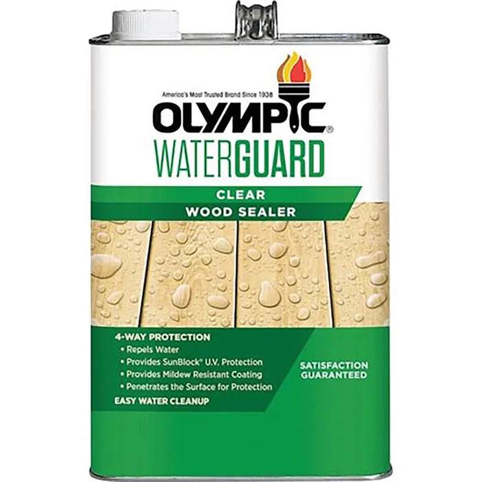 Olympic WaterGuard Low Luster Clear Fully-Transparent Water-Based Waterproofer Wood Protector 1 gal (Pack of 4)