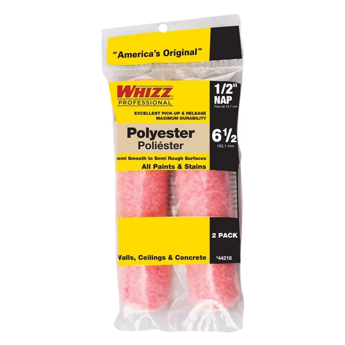 Whizz Polyester 6.5 in. W X 1/2 in. Mini Paint Roller Cover 2 pk