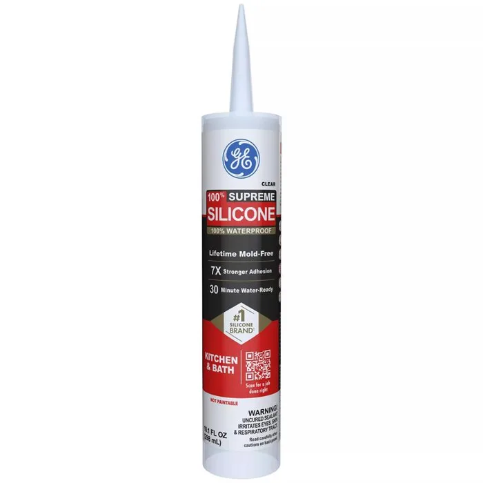 GE Supreme Clear Supreme Silicone Kitchen and Bath Caulk Sealant 10.1 oz (Pack of 12)