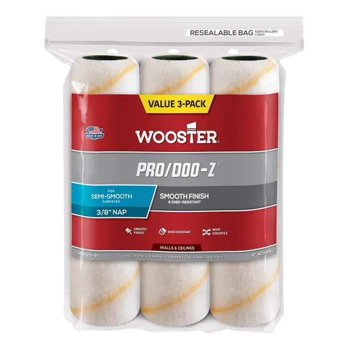 Wooster Pro Doo-Z Woven Fabric 9 in. W X 3/8 in. Paint Roller Cover 3 pk (Pack of 10)