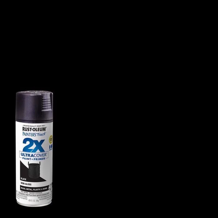 Rust-Oleum Painter's Touch 2X Ultra Cover Semi-Gloss Black Paint+Primer Spray Paint 12 oz (Pack of 6)