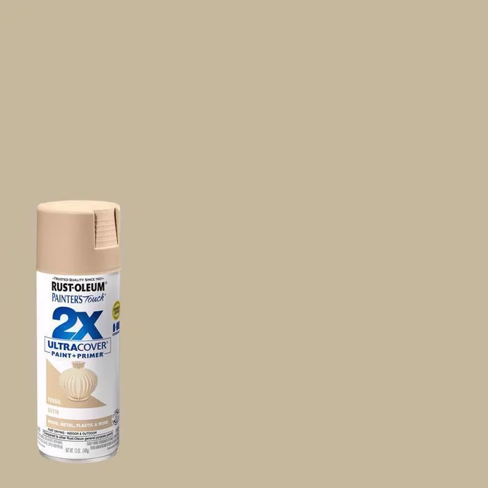 Rust-Oleum Painter's Touch 2X Ultra Cover Satin Fossil Paint+Primer Spray Paint 12 oz (Pack of 6)
