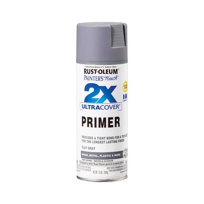 Rust-Oleum Painter's Touch 2X Ultra Cover Flat Gray Primer Spray 12 oz (Pack of 6)