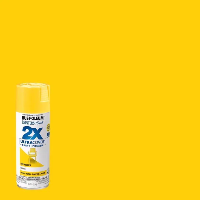 Rust-Oleum Painter's Touch 2X Ultra Cover Gloss Sun Yellow Paint+Primer Spray Paint 12 oz (Pack of 6)