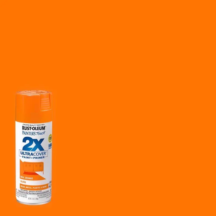 Rust-Oleum Painter's Touch 2X Ultra Cover Gloss Real Orange Paint+Primer Spray Paint 12 oz (Pack of 6)