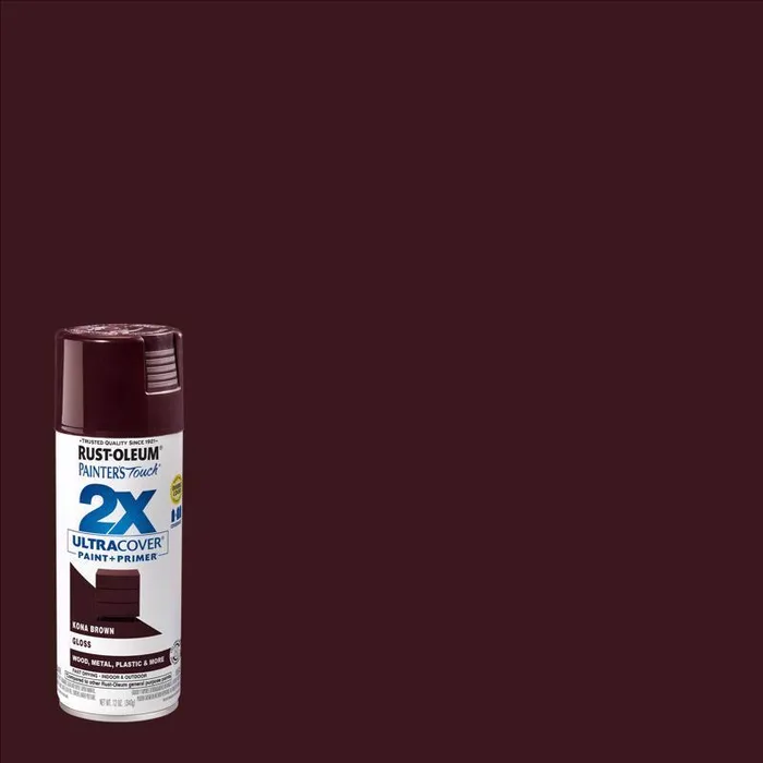 Rust-Oleum Painter's Touch 2X Ultra Cover Gloss Kona Brown Paint+Primer Spray Paint 12 oz (Pack of 6)