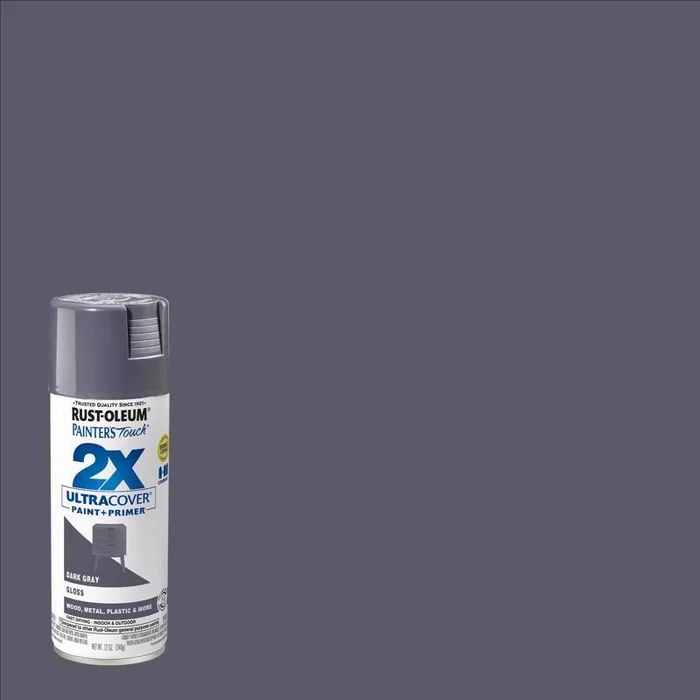 Rust-Oleum Painter's Touch 2X Ultra Cover Gloss Dark Gray Paint+Primer Spray Paint 12 oz (Pack of 6)