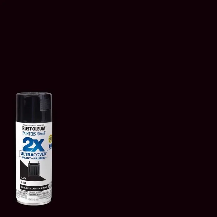 Rust-Oleum Painter's Touch 2X Ultra Cover Gloss Black Paint+Primer Spray Paint 12 oz (Pack of 6)