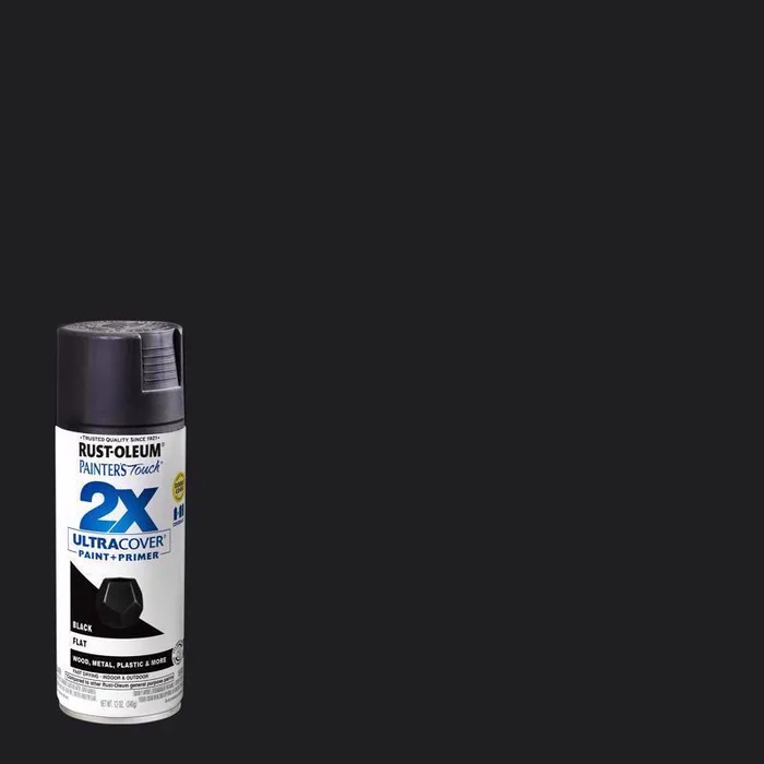 Rust-Oleum Painter's Touch 2X Ultra Cover Flat Black Paint+Primer Spray Paint 12 oz (Pack of 6)
