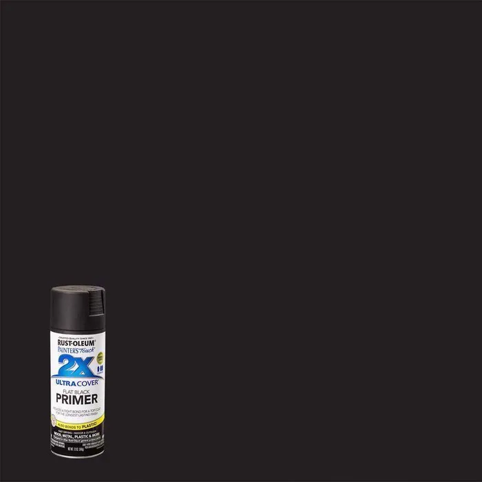 Rust-Oleum Painter's Touch 2X Ultra Cover Flat Black Primer Spray 12 oz (Pack of 6)