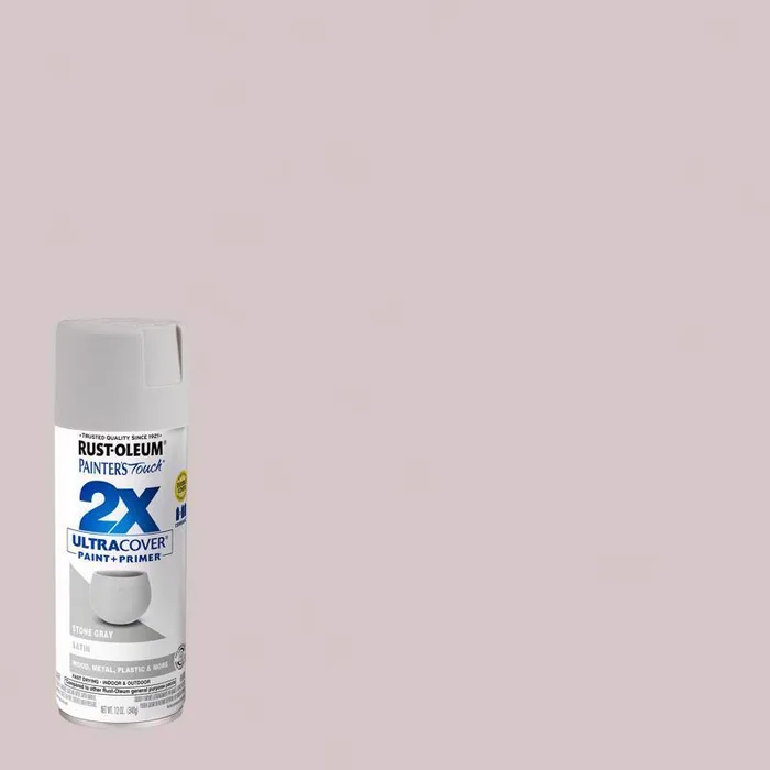 Rust-Oleum Painter's Touch 2X Ultra Cover Satin Stone Gray Paint+Primer Spray Paint 12 oz (Pack of 6)