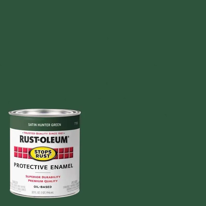 Rust-Oleum Stops Rust Indoor and Outdoor Satin Hunter Green Protective Paint 1 qt