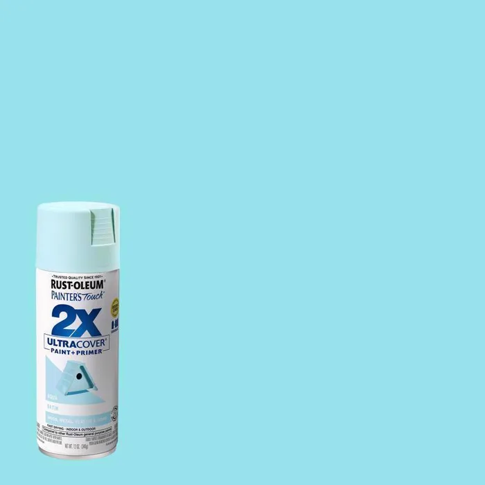 Rust-Oleum Painter's Touch 2X Ultra Cover Satin Aqua Paint+Primer Spray Paint 12 oz