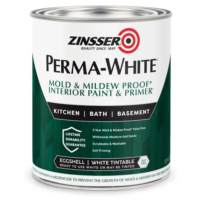 Zinsser Perma-White Eggshell White Water-Based Mold and Mildew-Proof Paint Interior 1 qt