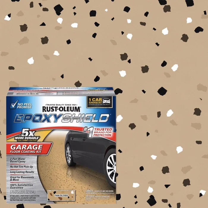 Rust-Oleum EpoxyShield Gloss Tan Water-Based Amine Cured Epoxy Garage Floor Coating Kit 1 gal (Pack of 2)