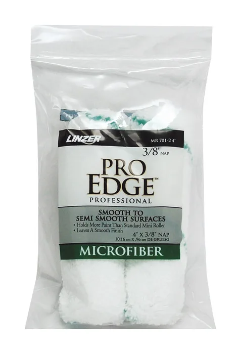 Linzer Pro Edge Microfiber 4 in. W X 3/8 in. Mini Paint Roller Cover 2 pk