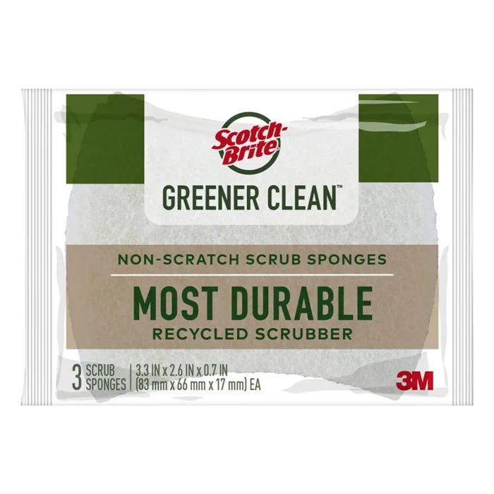 Scotch-Brite Greener Clean Non-Scratch Scrubber Sponge For Multi-Purpose 4.5 in. L 3 pk (Pack of 8)