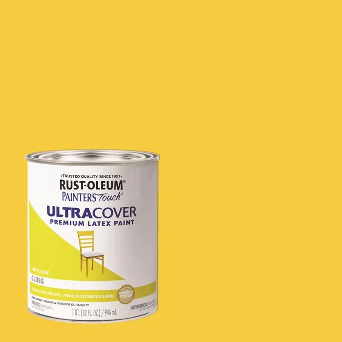 Rust-Oleum Painters Touch 2X Gloss Sun Yellow Ultra Cover Paint Exterior and Interior 1 qt (Pack of 2)