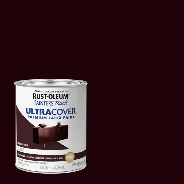 Rust-Oleum Painters Touch Gloss Kona Brown Ultra Cover Paint Exterior and Interior 1 qt (Pack of 2)