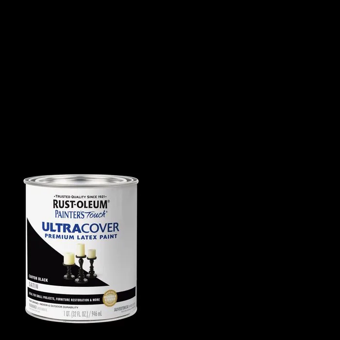 Rust-Oleum Painters Touch Satin Canyon Black Paint Exterior and Interior 1 qt (Pack of 2)