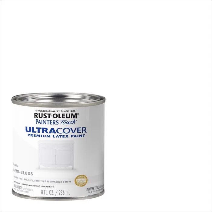 Rust-Oleum Painters Touch Semi-Gloss White Water-Based Ultra Cover Paint Exterior and Interior 0.5 p (Pack of 6)