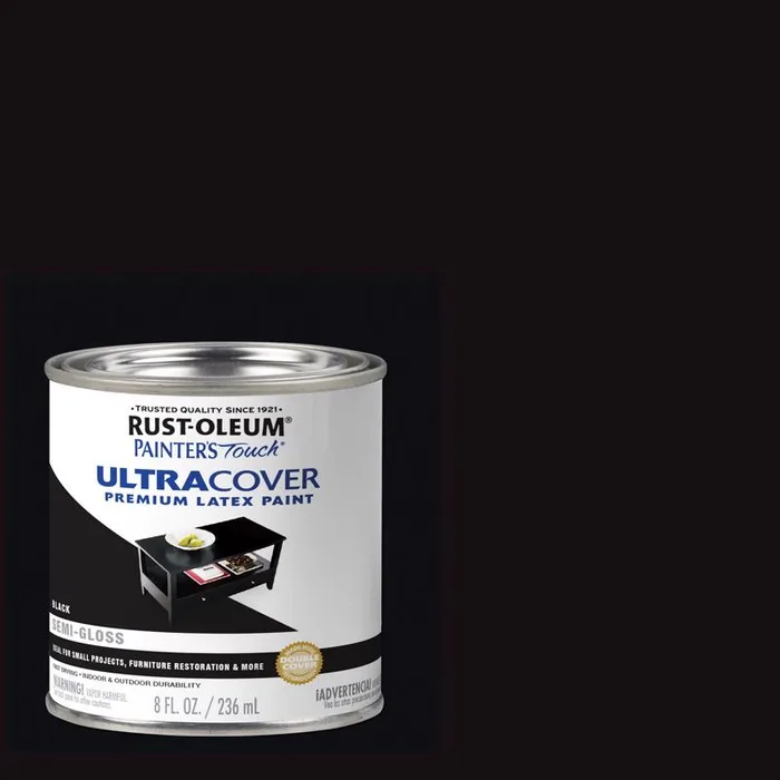 Rust-Oleum Painters Touch Semi-Gloss Black Water-Based Ultra Cover Paint Exterior and Interior 0.5 p (Pack of 6)