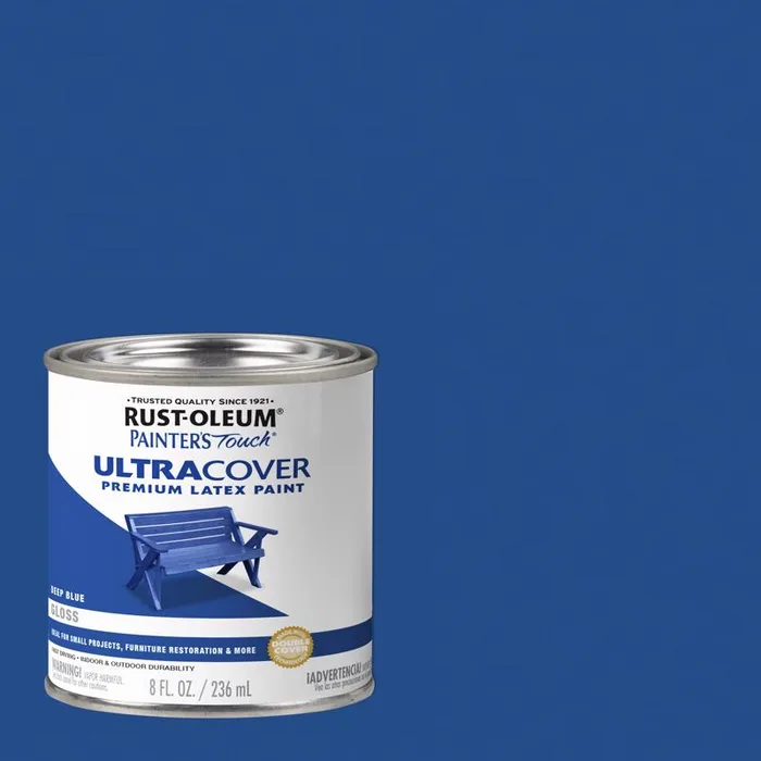 Rust-Oleum Painter's Touch Gloss Deep Blue Water-Based Protective Enamel Exterior and Interior 8 oz (Pack of 6)