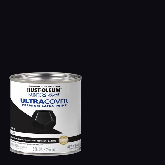 Rust-Oleum Painters Touch Flat Black Water-Based Ultra Cover Paint Exterior and Interior 0.5 pt (Pack of 6)