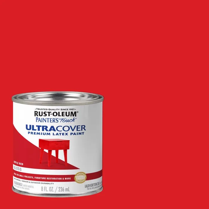 Rust-Oleum Painters Touch Apple Red Water-Based Ultra Cover Paint Exterior and Interior 8 oz (Pack of 6)