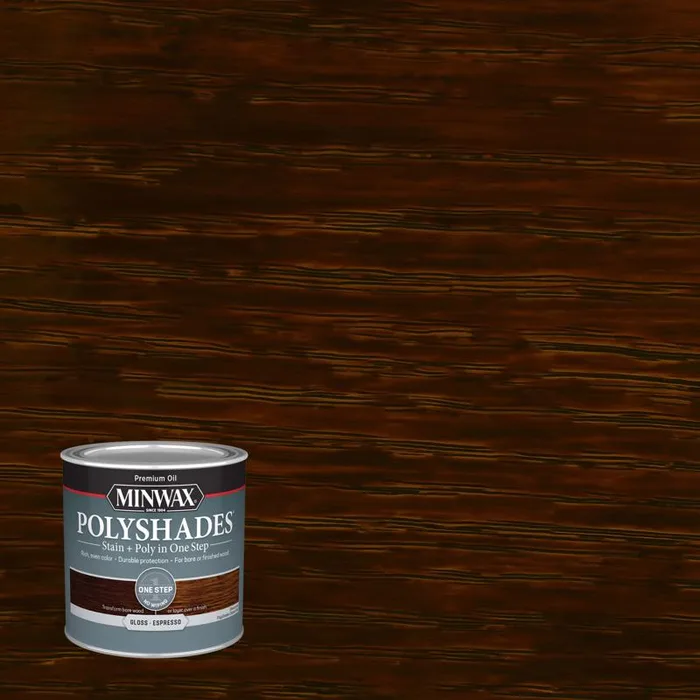 Minwax PolyShades Semi-Transparent Gloss Espresso Oil-Based Stain/Polyurethane Finish 1/2 pt (Pack of 4)