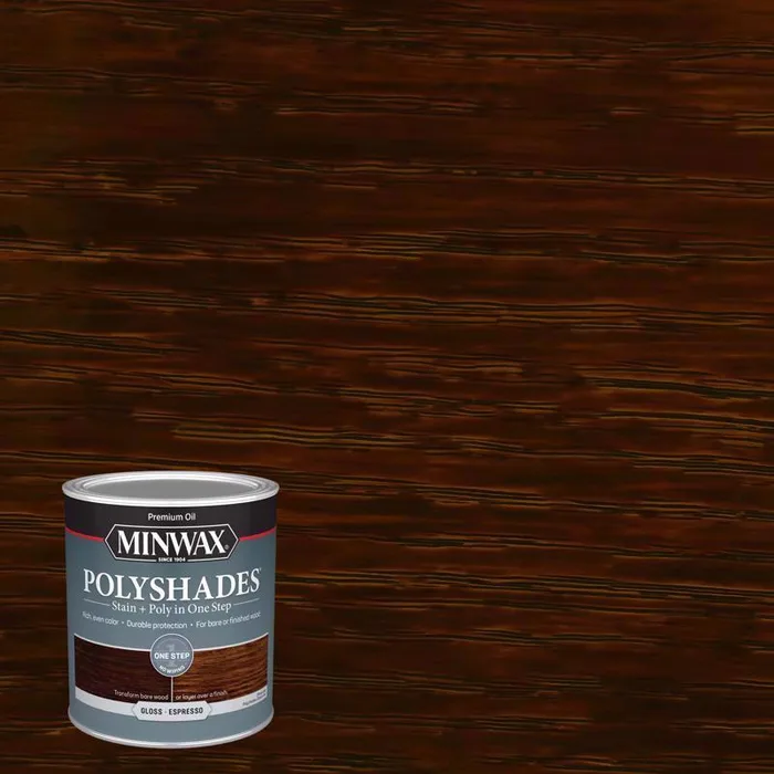 Minwax PolyShades Semi-Transparent Gloss Espresso Oil-Based Stain/Polyurethane Finish 1 qt (Pack of 4)