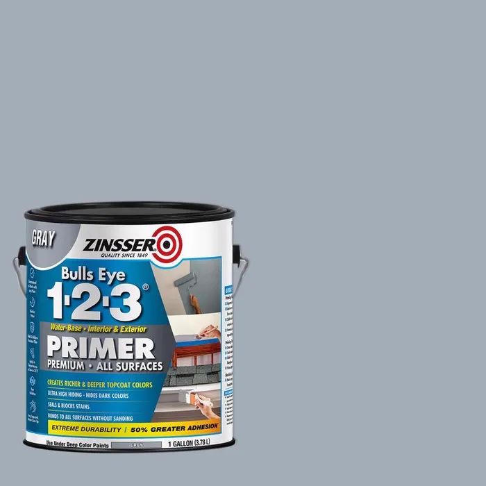 Zinsser Bulls Eye 123 Gray Water-Based Acrylic Copolymer Primer 1 gal (Pack of 2)