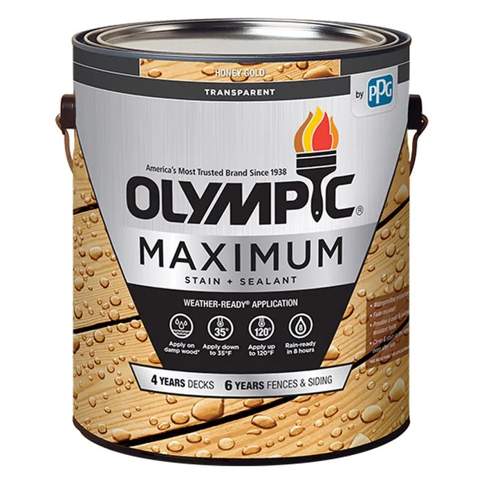 Olympic Maximum Transparent Honey Toner Water-Based Acrylic/Oil Stain and Sealant 1 gal (Pack of 4)