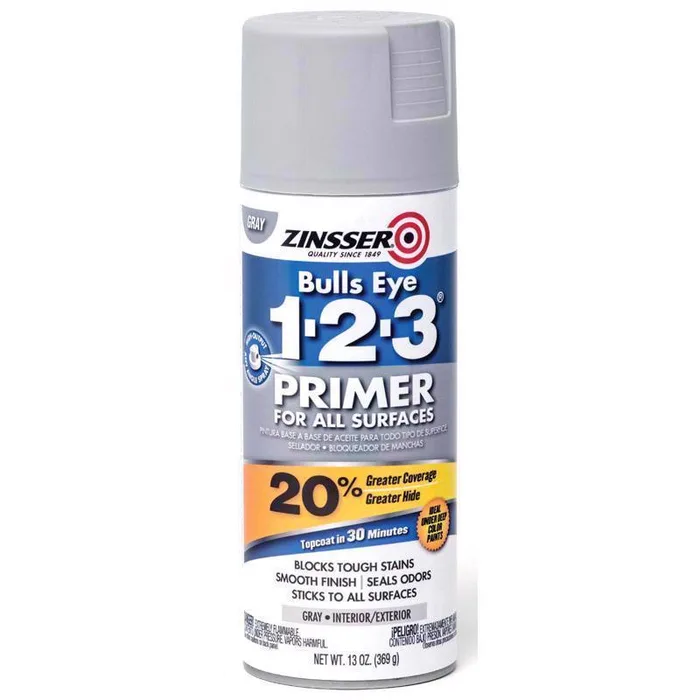 Zinsser Bulls Eye 123 Gray Water-Based Alkyd Primer 13 oz (Pack of 6)