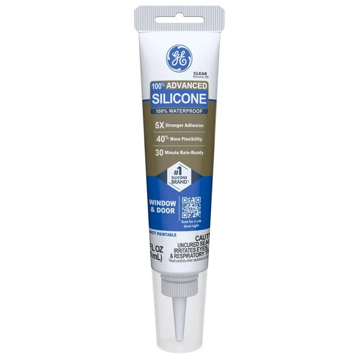 GE Advanced Clear Silicone 2 Window and Door Sealant 2.8 oz (Pack of 12)