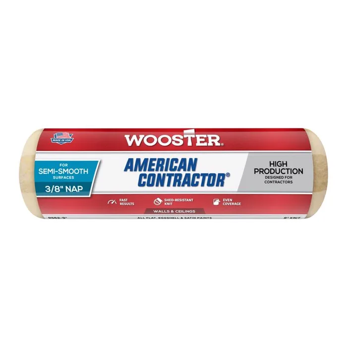 Wooster American Contractor Knit 9 in. W X 3/8 in. Regular Paint Roller Cover 1 pk (Pack of 12)