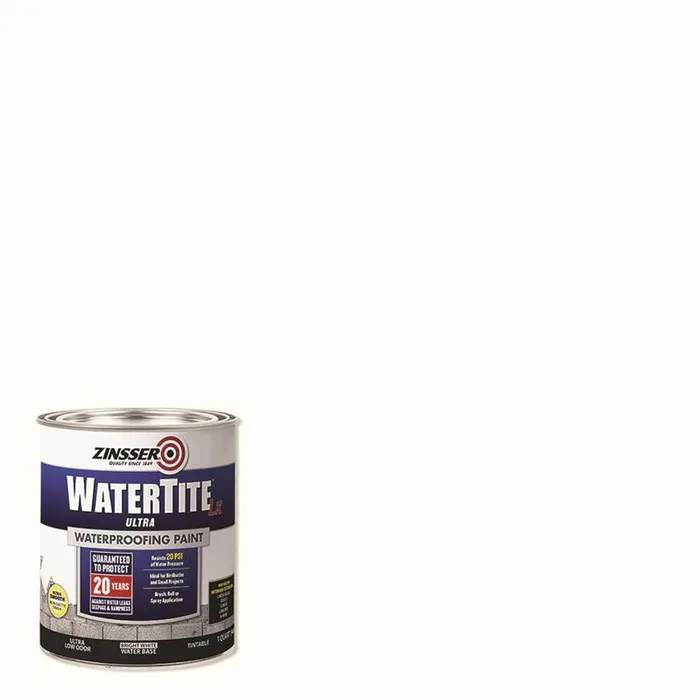 Zinsser WaterTite Bright White Smooth Water-Based Acrylic Copolymer Waterproofing Paint 1 qt