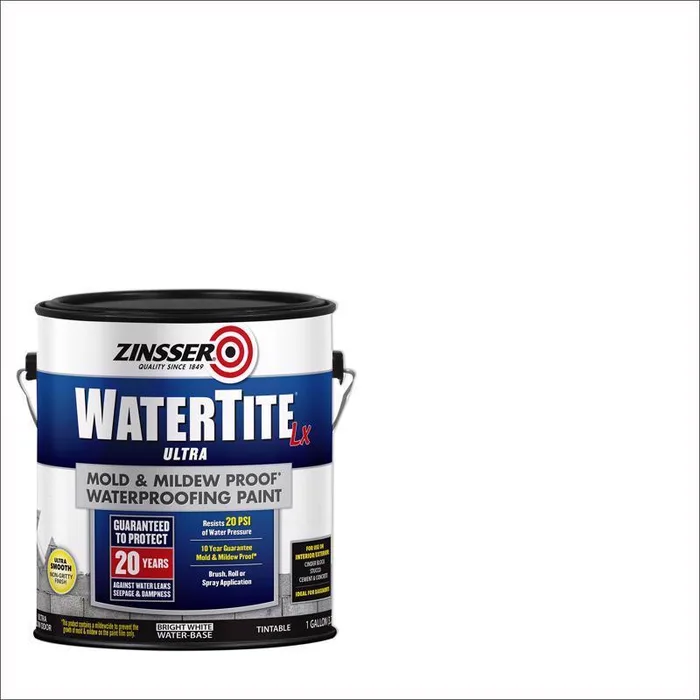 Zinsser WaterTite Bright White Smooth Waterproofing Paint 1 gal (Pack of 2)