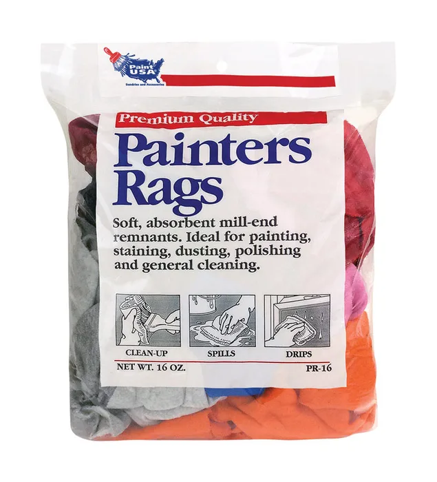 Paint USA Assorted Colors Cotton Knit Cleaning Cloth 16 oz 16 pk (Pack of 24)