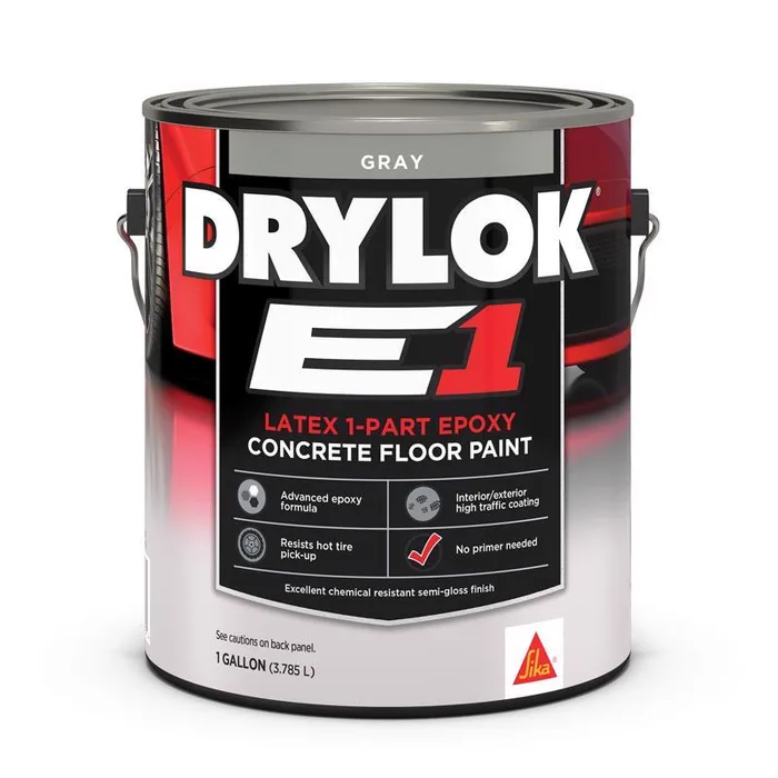 Drylok E1 Semi-Gloss Gray Latex-Based Acrylic Epoxy Blend Epoxy Floor Paint 1 gal (Pack of 2)