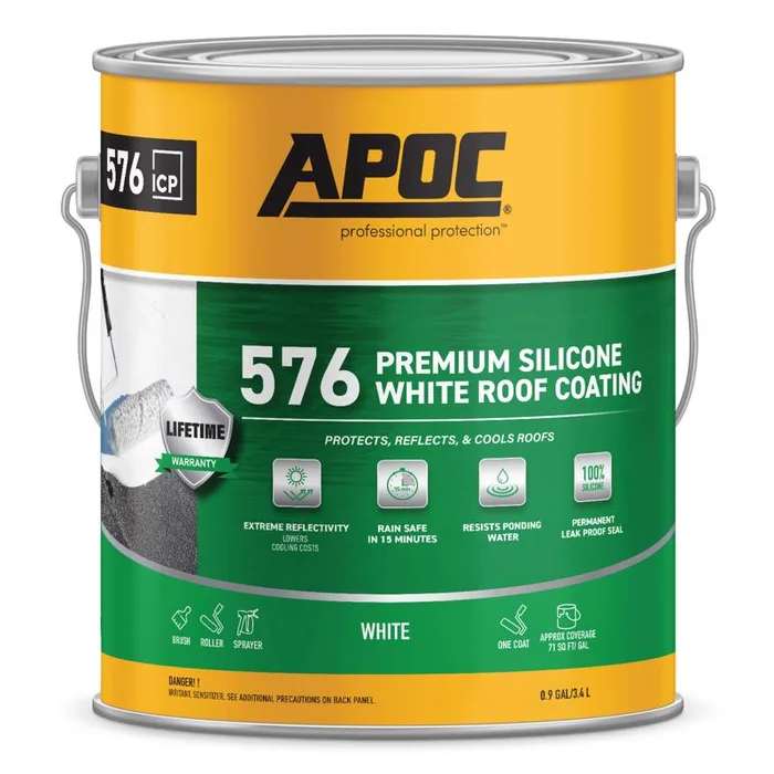 APOC Gloss Bright White Silicone Roof Coating 0.9 gal (Pack of 4)