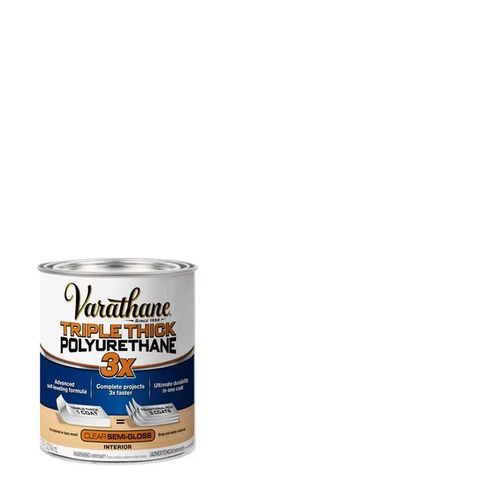 Varathane Transparent Semi-Gloss Clear Water-Based Acrylic Triple Thick Polyurethane 1 qt (Pack of 2)