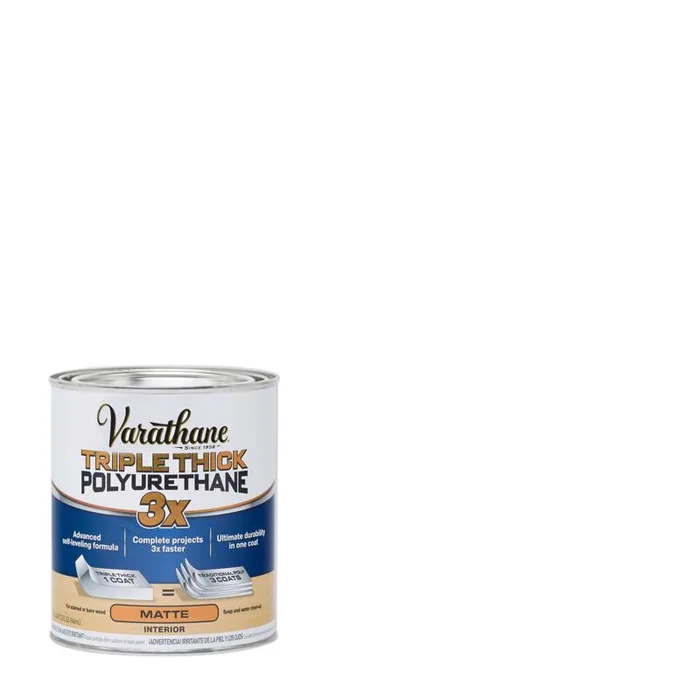 Varathane Transparent Matte Clear Water-Based Acrylic Triple Thick Polyurethane 1 qt (Pack of 2)