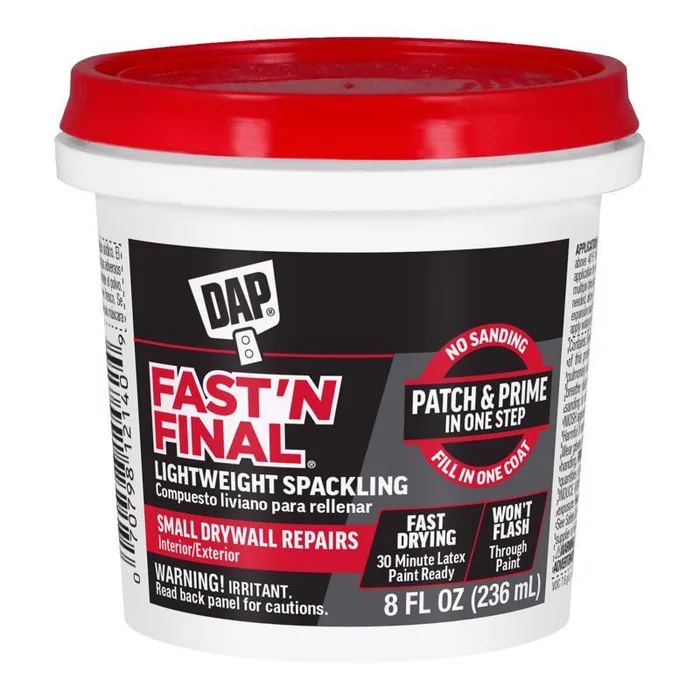 DAP Fast 'N Final Ready to Use White Lightweight Spackling Compound 8 oz (Pack of 12)