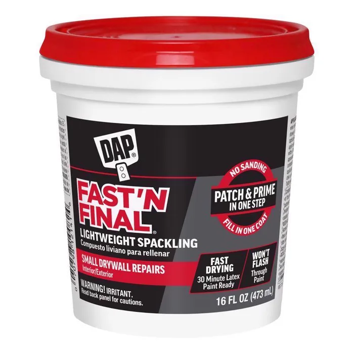 DAP Fast 'N Final Ready to Use White Lightweight Spackling Compound 16 oz (Pack of 12)