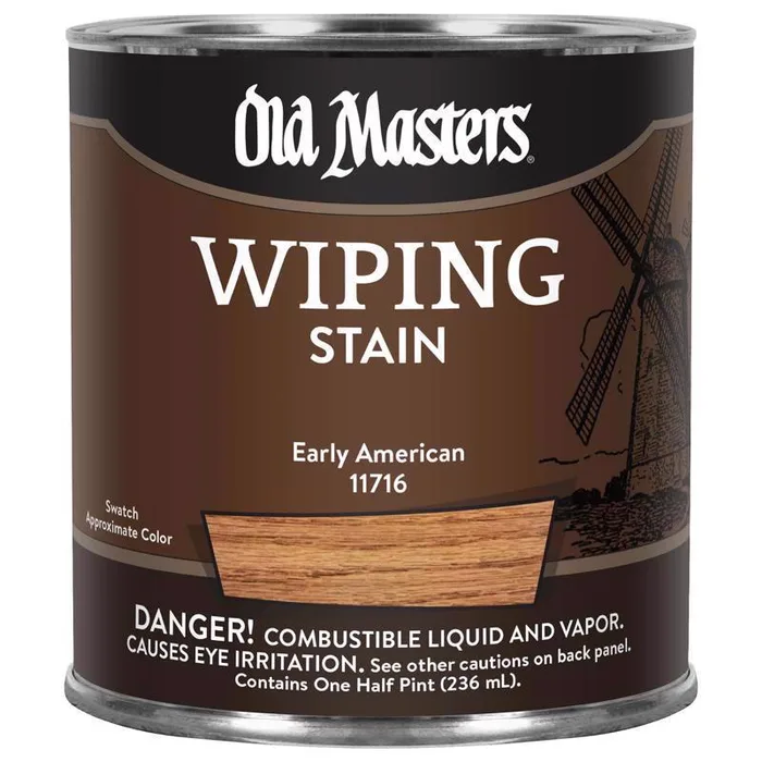 Old Masters Semi-Transparent Early American Oil-Based Wiping Stain 1/2 pt (Pack of 6)