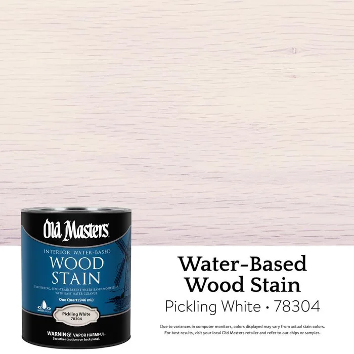 Old Masters Semi-Transparent Pickling White Water-Based Latex Wood Stain 1 qt (Pack of 4)
