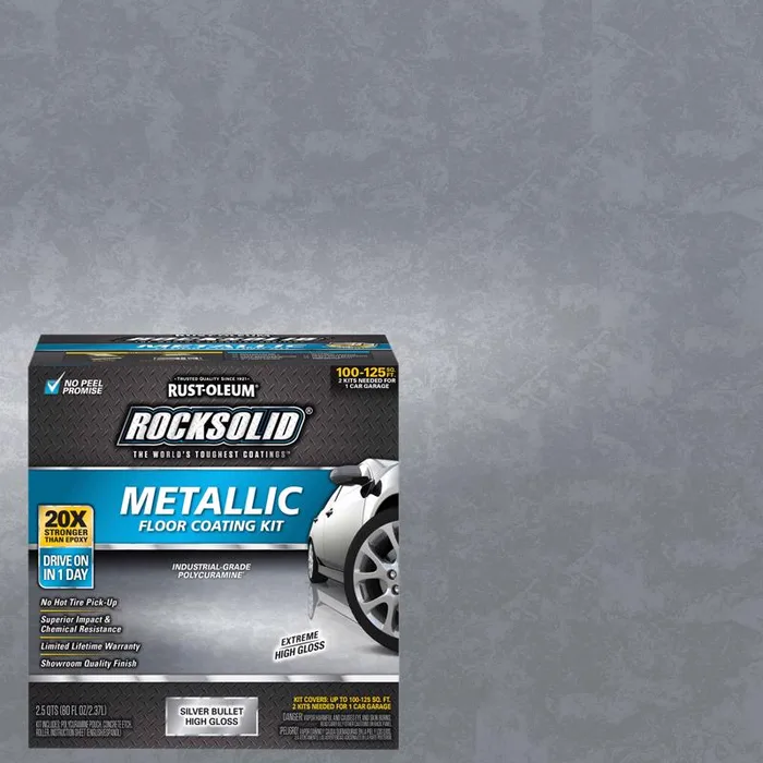 Rust-Oleum RockSolid High-Gloss Silver Bullet Garage Floor Coating Kit 70 oz (Pack of 2)
